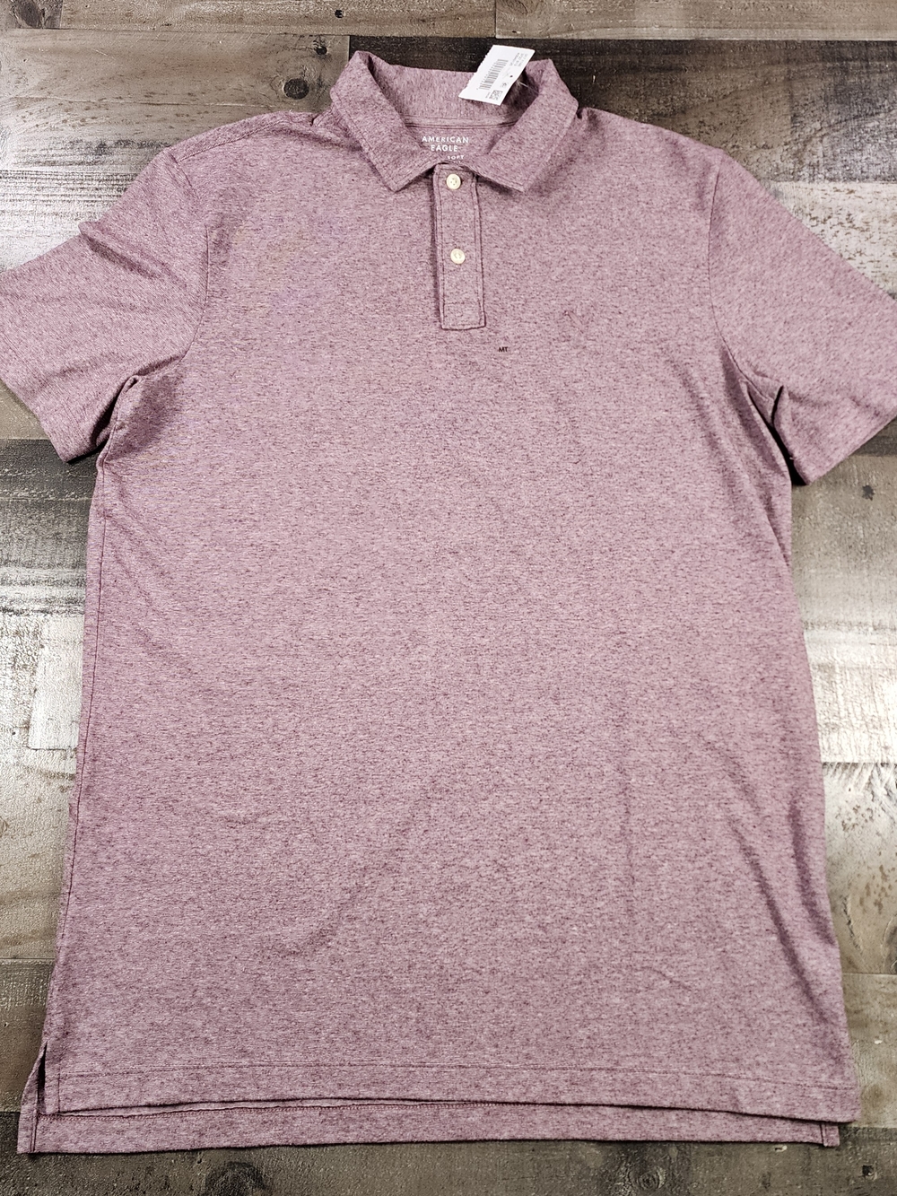 American Eagle Super Soft Outfitters Heathered Mauve Polo Shirt